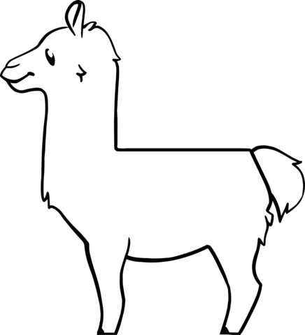 Cartoon Llama Coloring Page